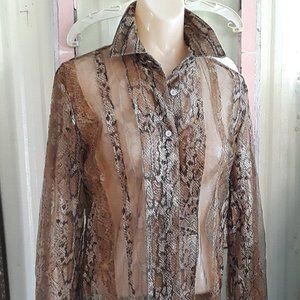 Chico's Snakeskin Lace Blouse Unique and Lovely Sz0